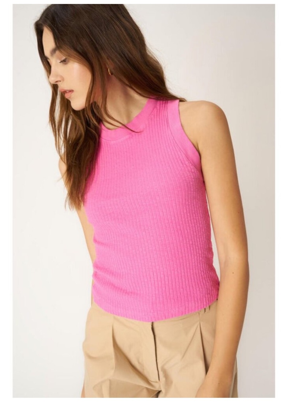 Project Social T Fitted Player Racerback Tank in Pink